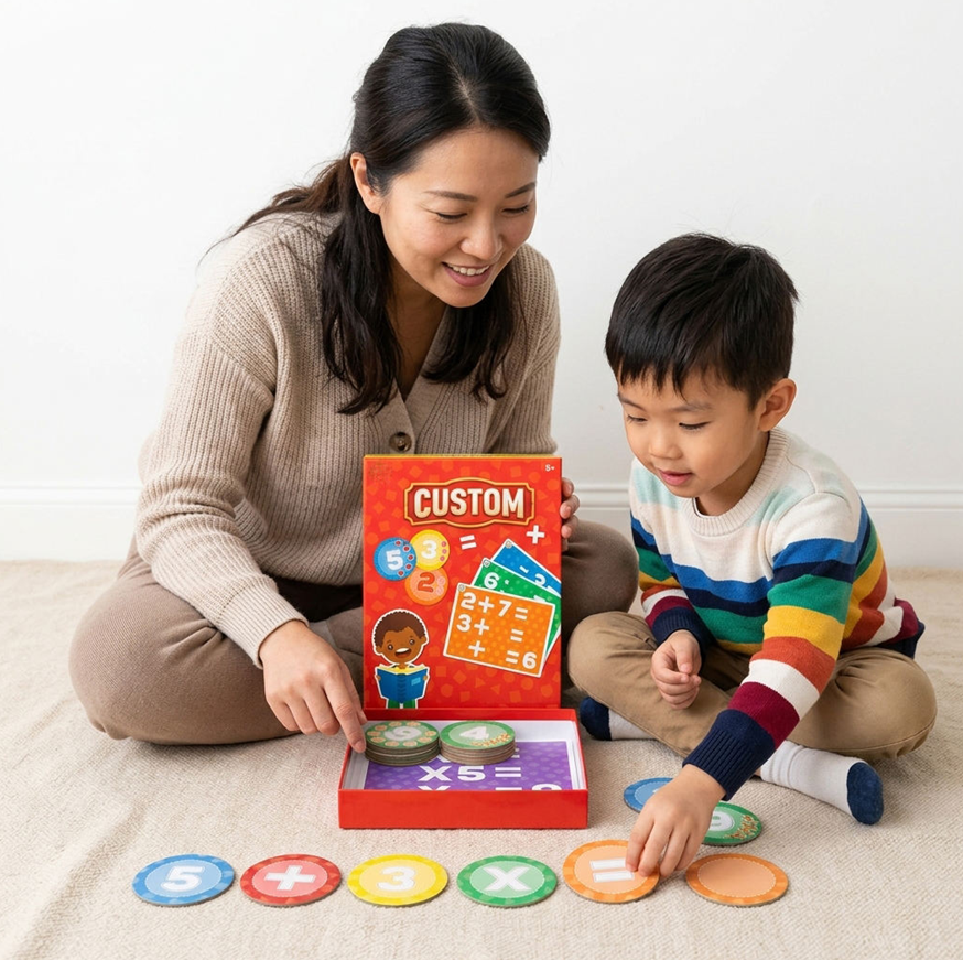 Custom Paper Math Board Game Table Game Addition Learning Toy Circular Equation Card Set for STEM Education