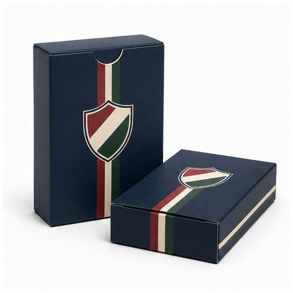 Custom Tricolor Stripe Shield Emblem Deep Blue Playing Card Set