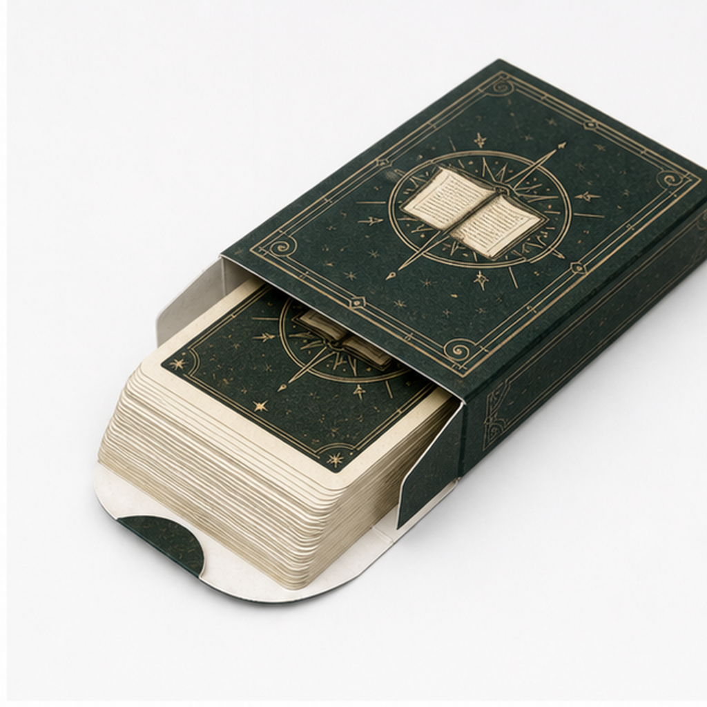 Custom Vintage Book Emblem Deep Green Gold Foil Playing Card Set
