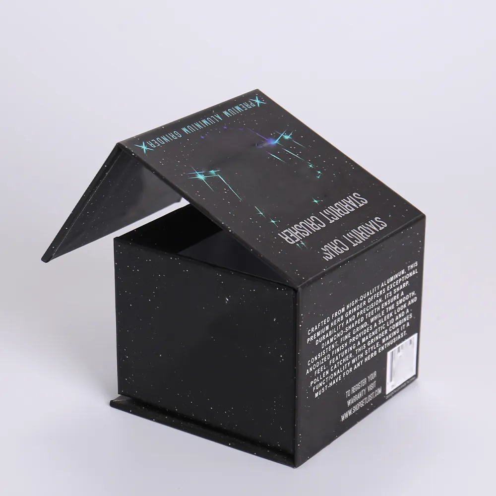 Black Stardust Magnetic Flip-Top Grinder Box