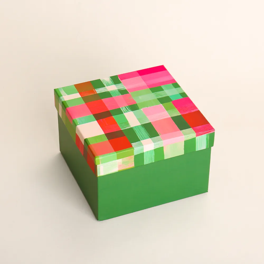 Christmas Plaid Lid Green Base Two-Piece Rigid Box