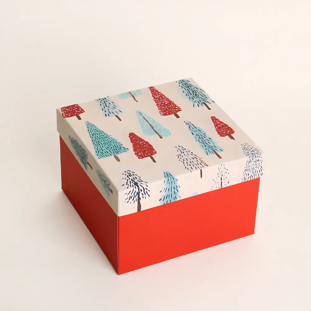 Christmas Tree Pattern Lid-and-Base Gift Box