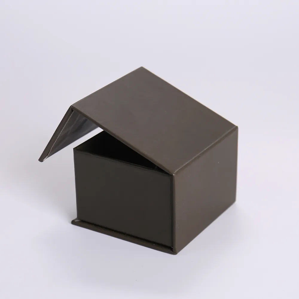 Dark Brown Magnetic Flip-Top Perfume Box with 4-Compartment Divider