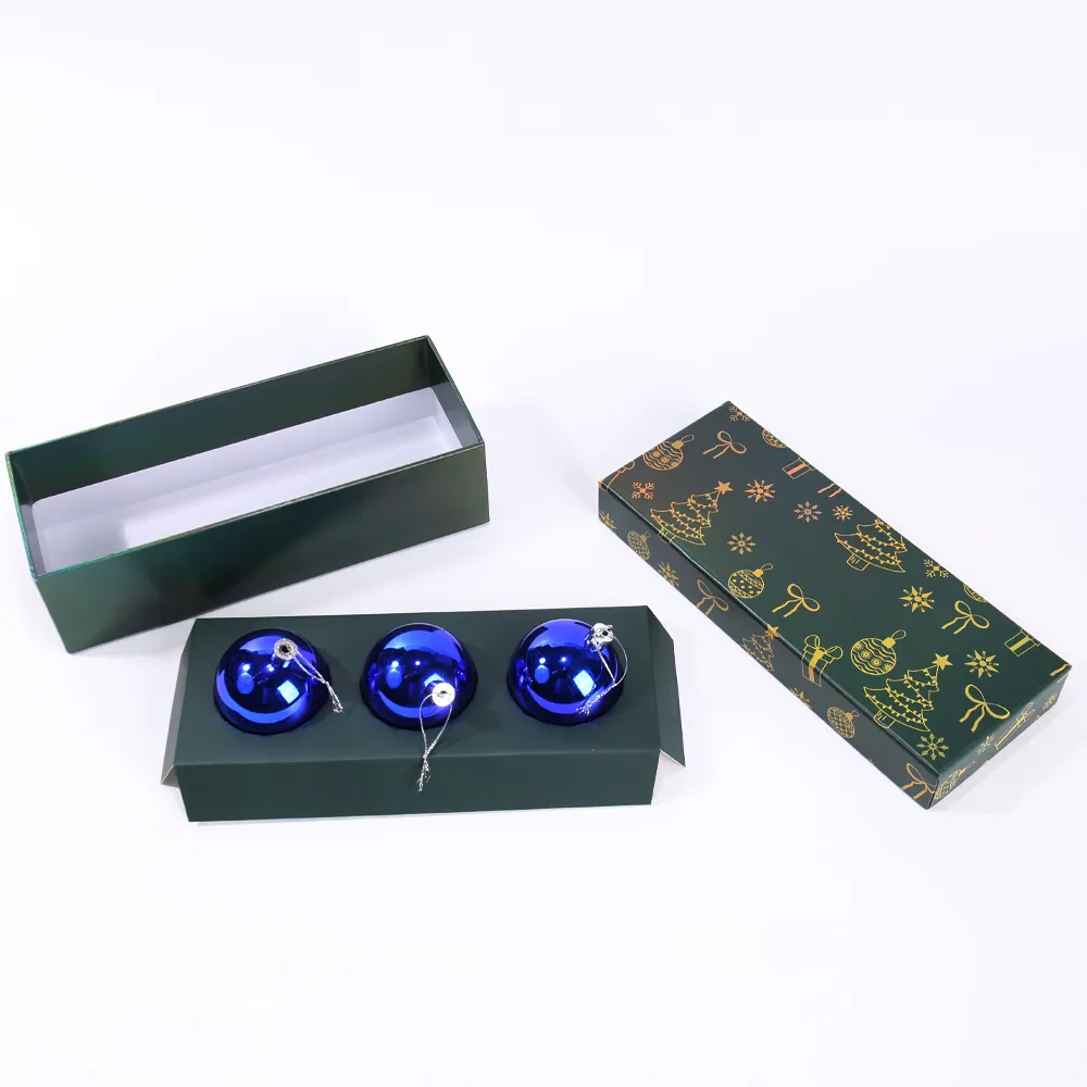 Dark Green Holographic Christmas Ornament Gift Box with Custom Insert