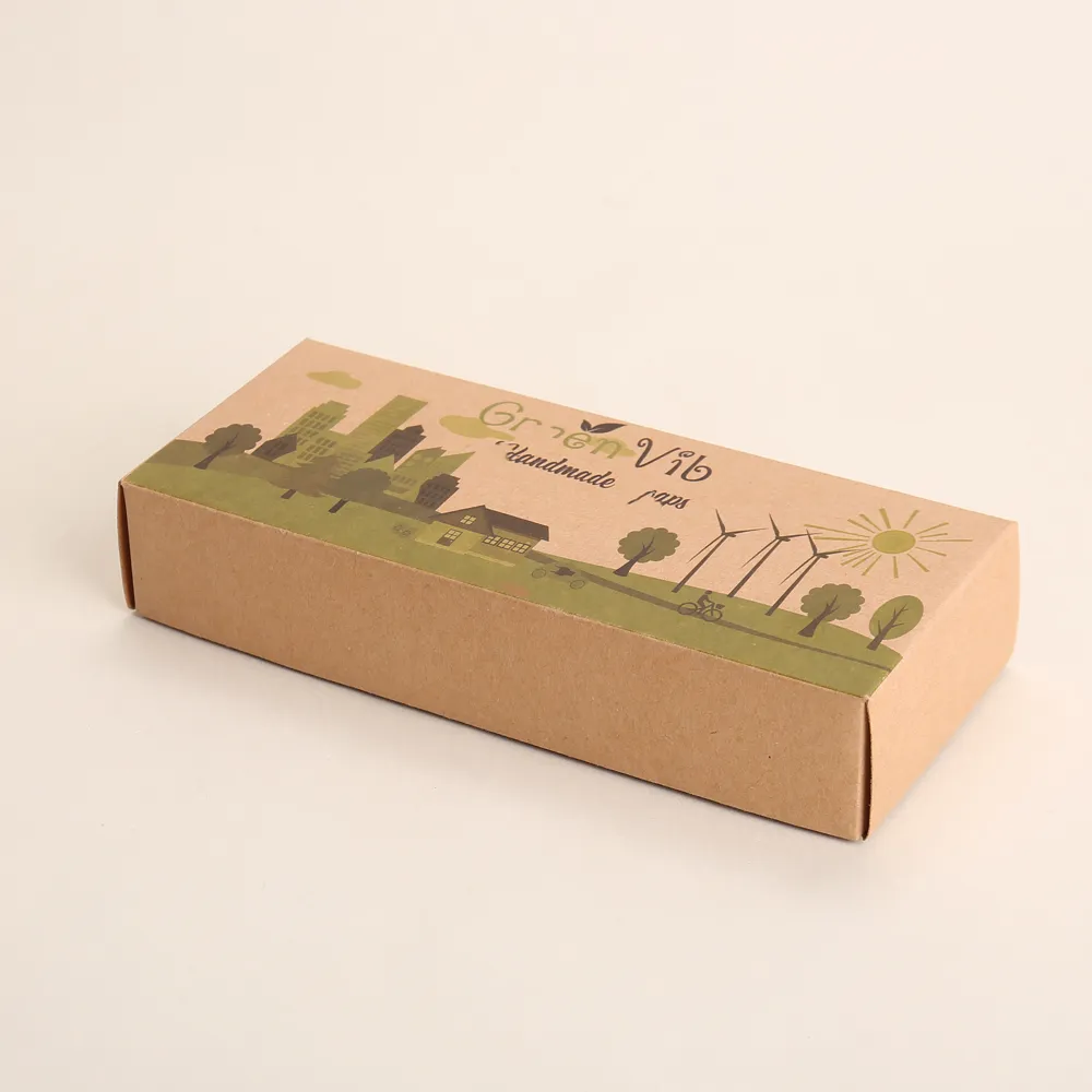 Kraft Paper Drawer Box with Green Vibe Eco Print