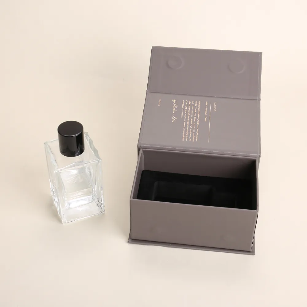 Matte Grey Perfume Box with Magnetic Flip-Top