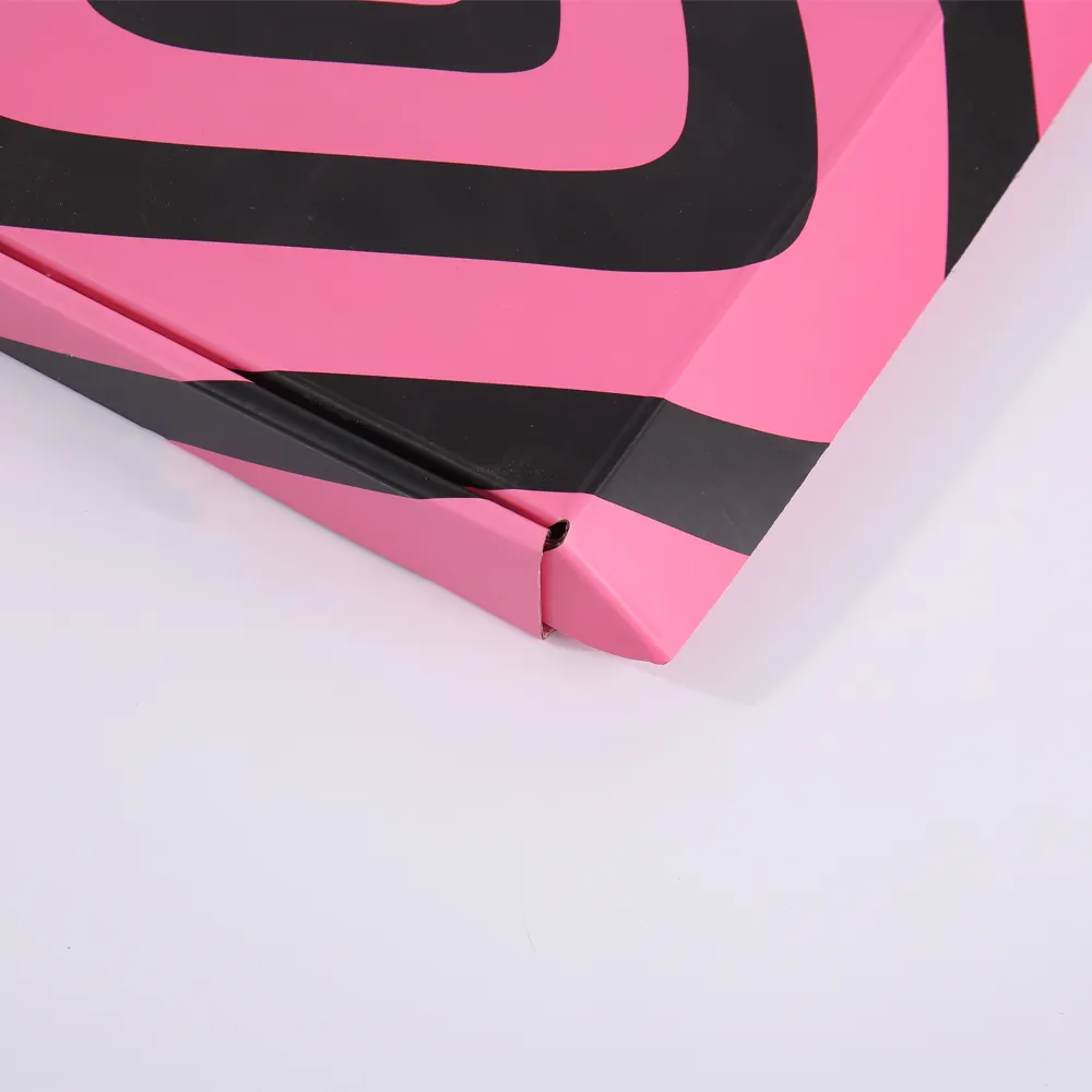 Pink and Black Heart Pattern Custom Mailer Box with Satin Insert