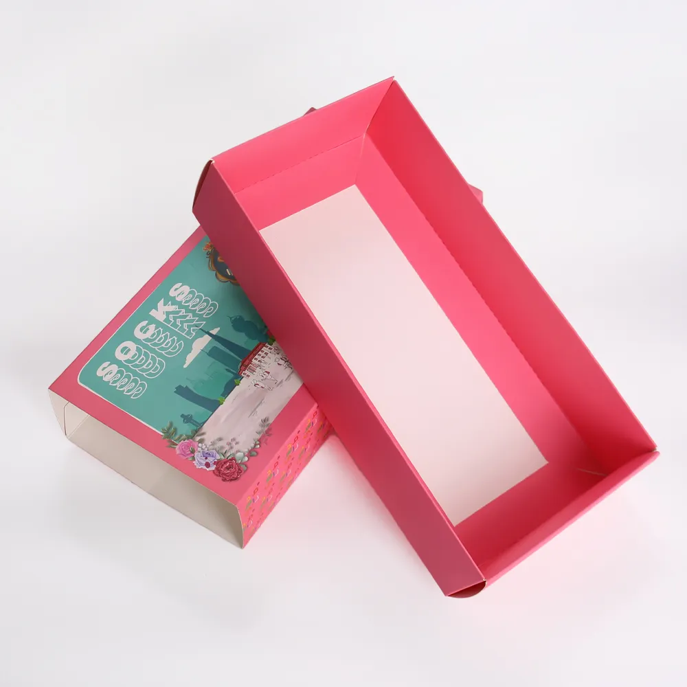 Pink Drawer Box for Socks with Cityscape Graphic
