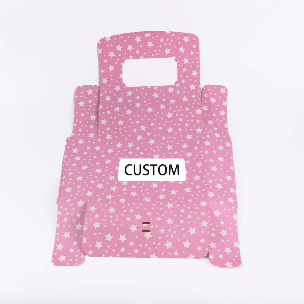 Pink Star Pattern Flip-Top Gift Box with Ribbon Closure