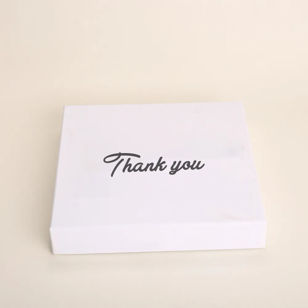 White Rectangular 'Thank You' Gift Box with Golden Satin Insert