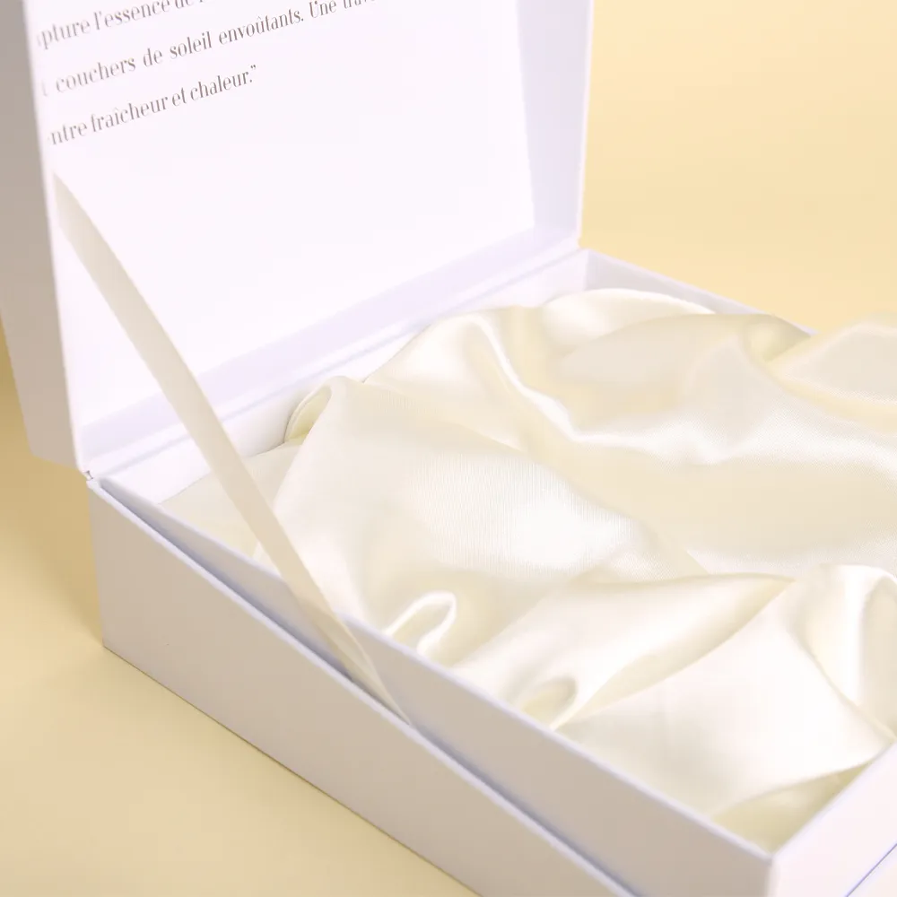 White Rigid Magnetic Flip-Top Gift Box with Satin Lining