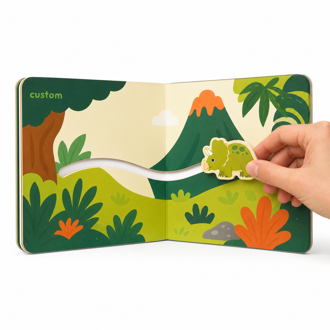 Custom Dinosaur Slider Board Book with Full-Color Printed Packaging