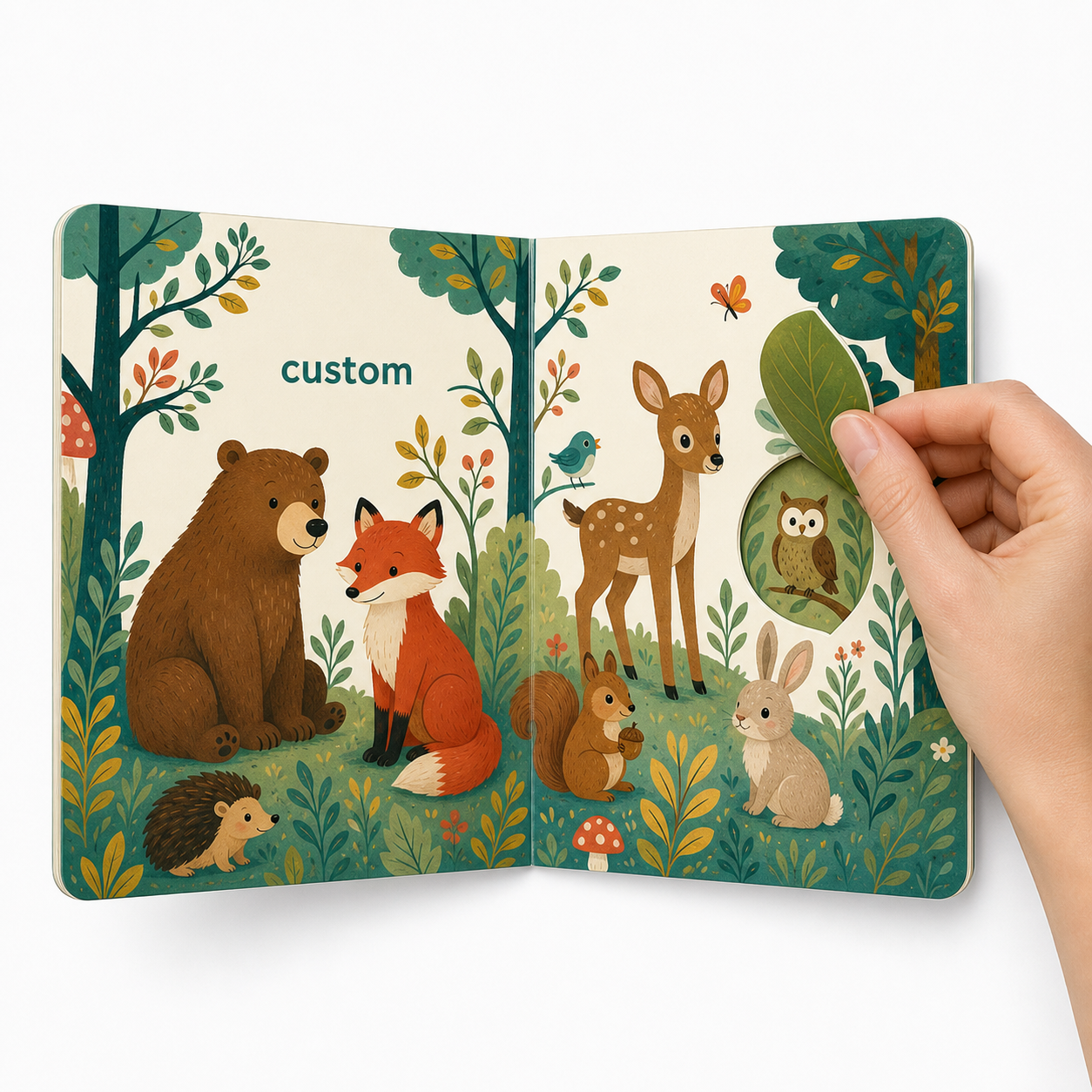 Custom Forest Animal Lift-the-Flap Board Book with Full-Color Printed Packaging