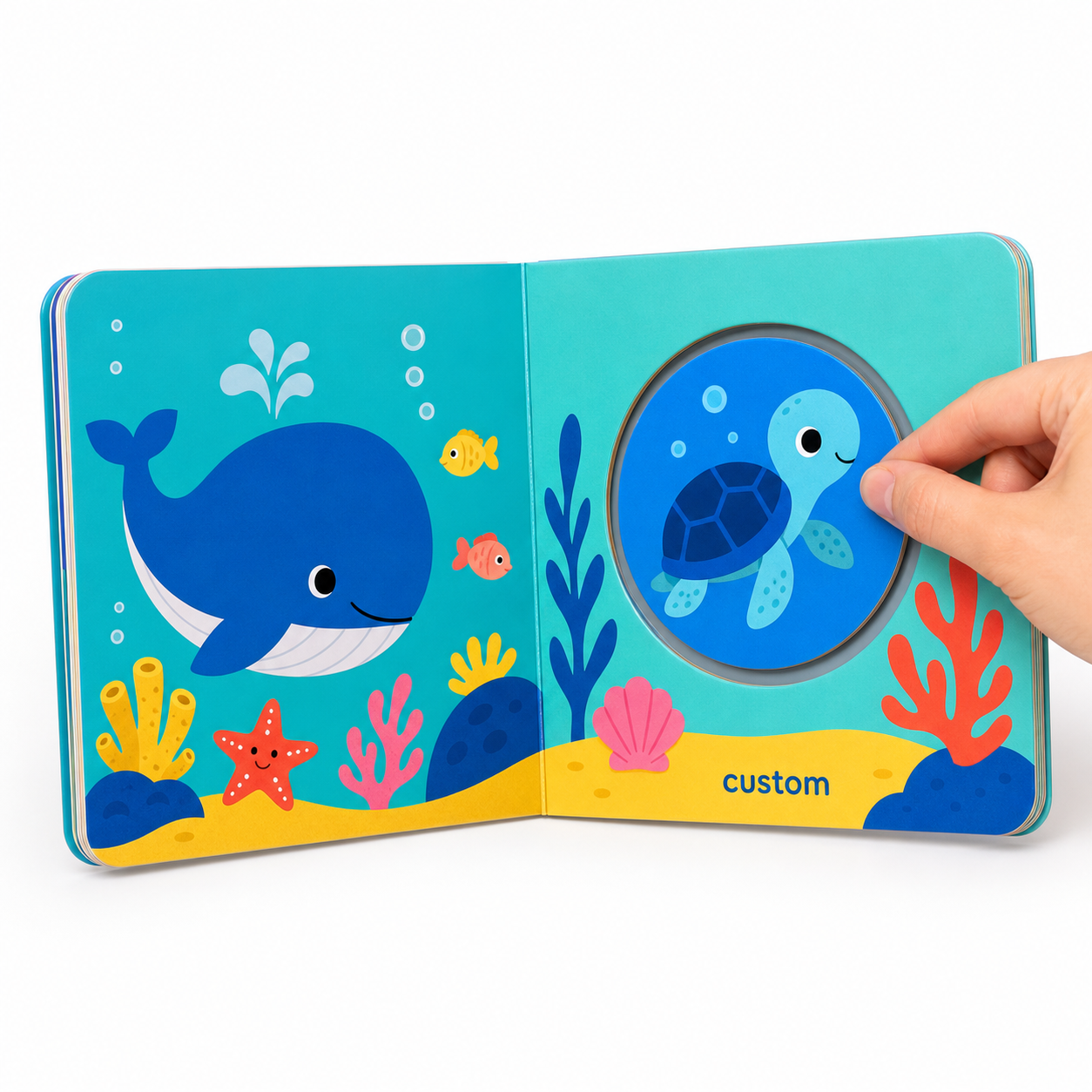 Custom Ocean Rotating Wheel Board Book with Full-Color Printed Packaging